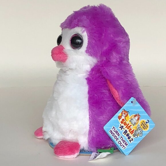 🔥3 For $20 🔥New w/Tag Penguin Reversible Plush Purple/Blue Switch-A-Rooz 8" - Picture 7 of 15